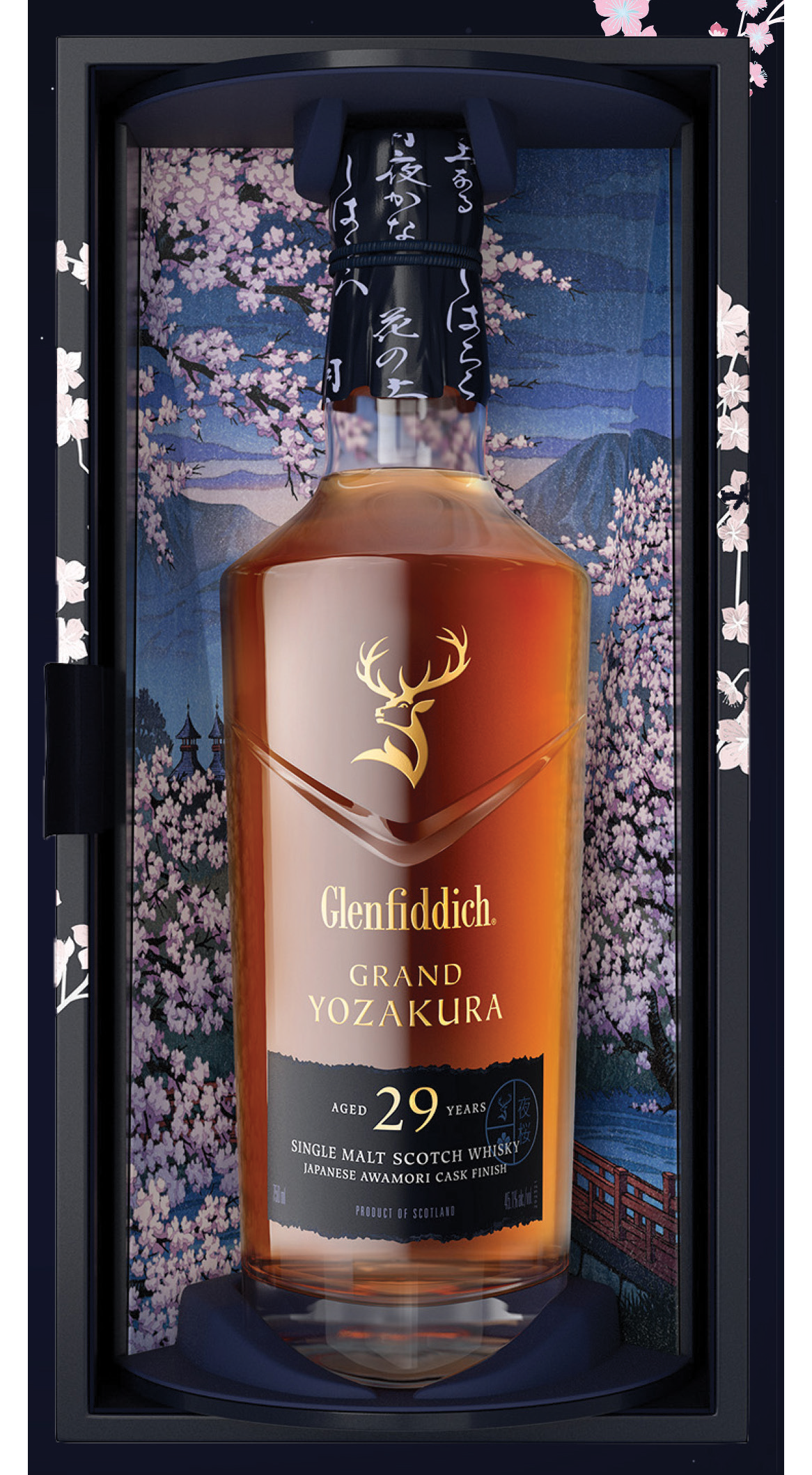 GLENFIDDICH SCOTCH SINGLE MALT GRAND YOZAKURA JAPANESE AWAMORI CASK FINISH  29YR 750ML