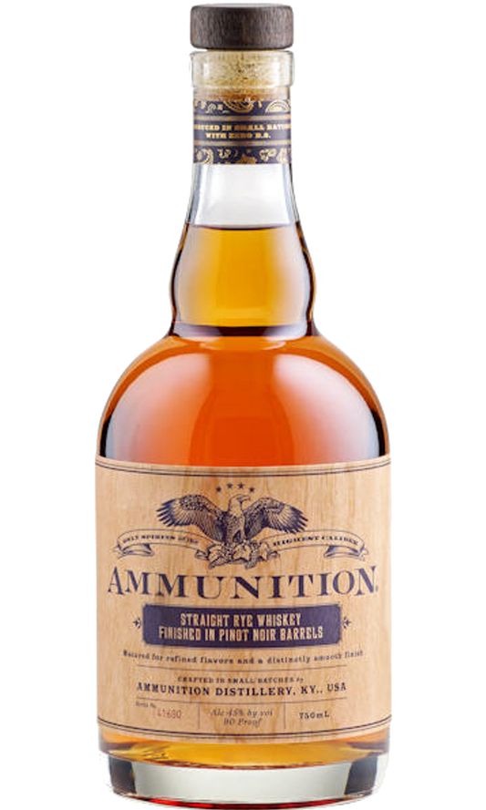 AMMUNITION WHISKEY RYE STRAIGHT FINISH IN PINOT NOIR BARRELS 750ML