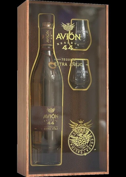 AVION 44 TEQUILA EXTRA ANEJO RESERVE GIFT SET W/ 2 GLASSES 750ML