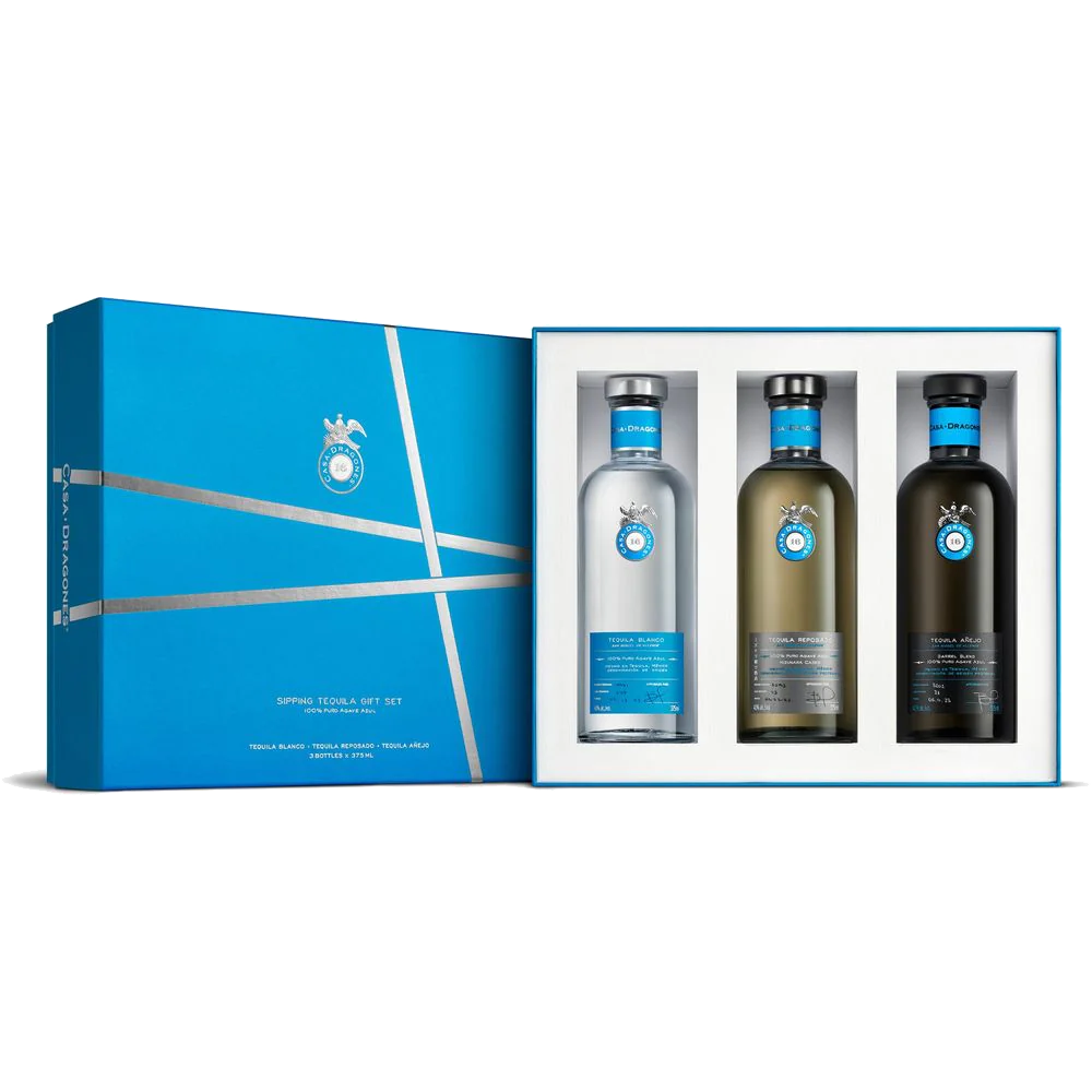 CASA DRAGONES TEQUILA GIFT SET ( BLANCO, REPOSADO, ANEJO ) 3X375ML