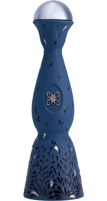 Clase Azul Reposado 25th Anniversary Limited Edition 1L, featuring an ornate, hand-painted ceramic bottle with intricate blue and silver designs, filled with amber-colored aged tequila.