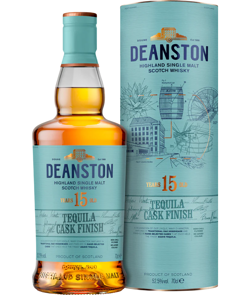 Deantson Scotch Single Malt Tequila Cask Finish 15-Year 700ml bottle, showcasing its premium design and unique tequila cask aging, perfect for collectors and connoisseurs.