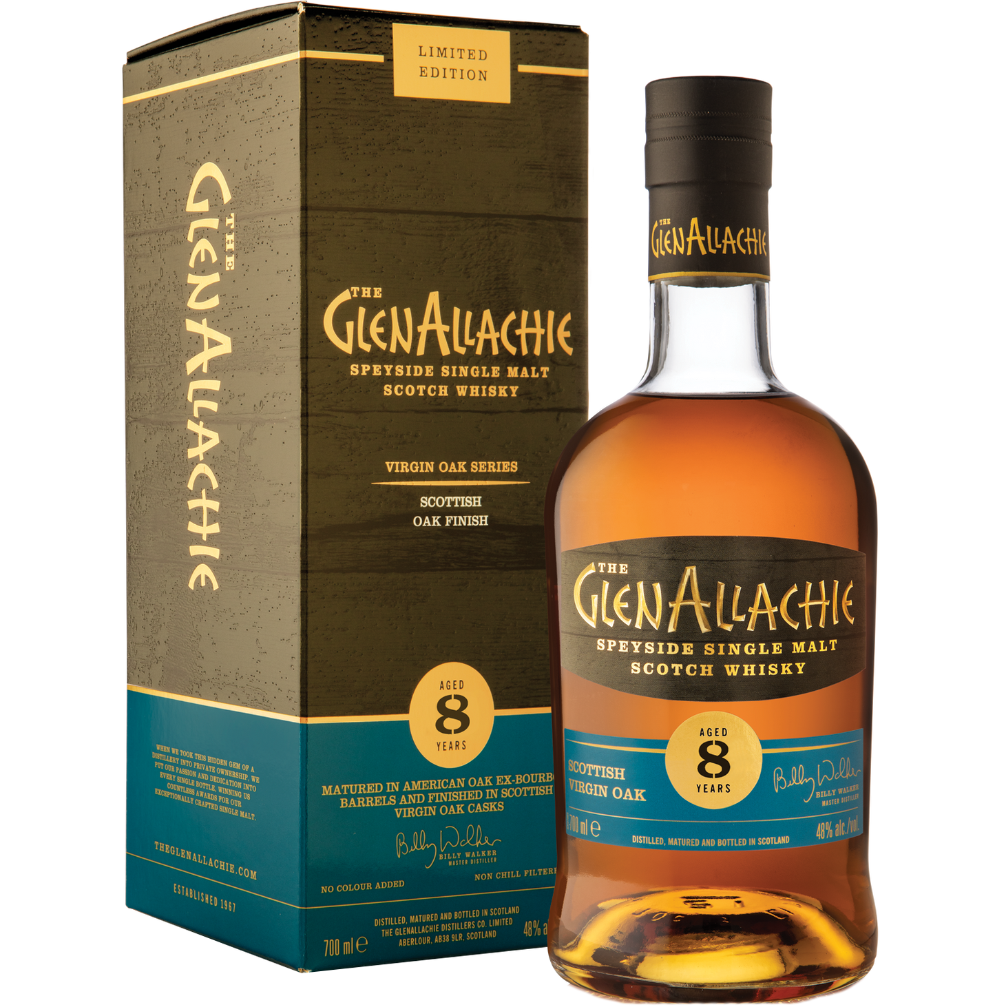 GLENALLACHIE SCOTCH SINGLE MALT VIRGIN SCOTTISH OAK FINISH SPEYSIDE 8YR 700ML