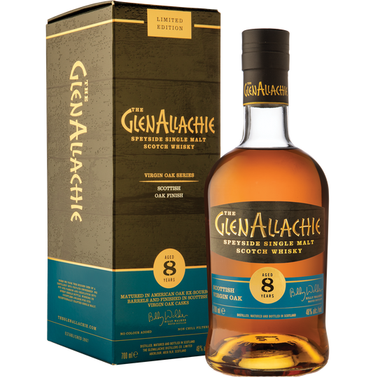 GLENALLACHIE SCOTCH SINGLE MALT VIRGIN SCOTTISH OAK FINISH SPEYSIDE 8YR 700ML