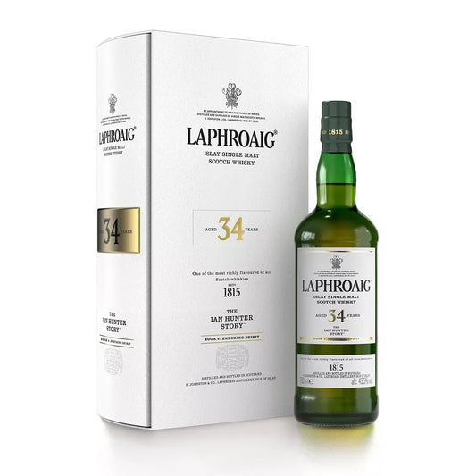 LAPHROAIG  SCOTCH SINGLE MALT 34YR THE IAN HUNTER STORY BOOK 5 ISLAY 750ML