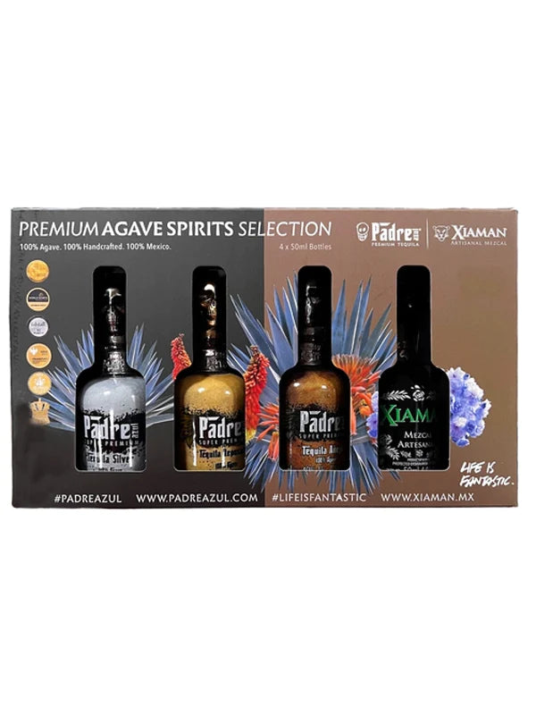 PADRE AZUL TEQUILA AND XIAMAN MEZCAL GIFT SET (1X SILVER, 1X REPOSADO, 1X ANEJO, 1X MEZCAL 4X50ML)