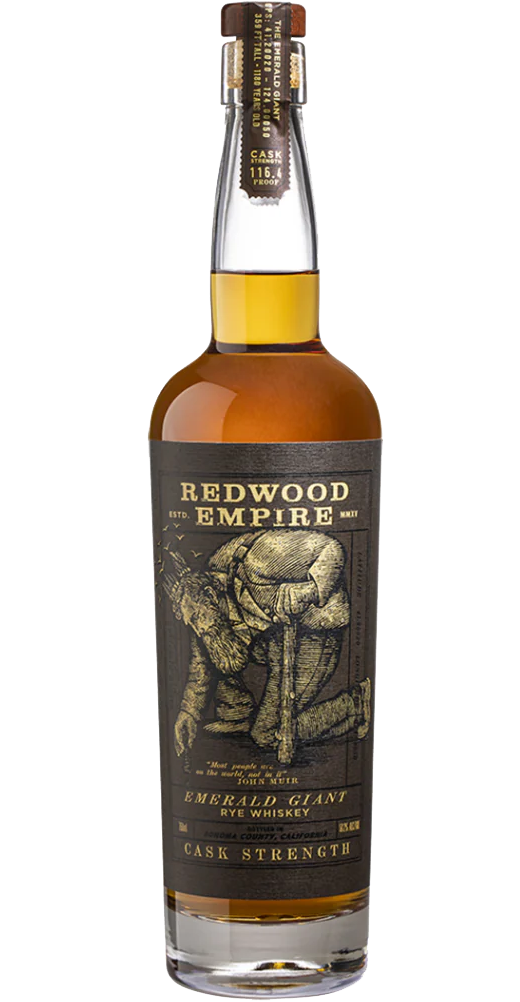 Redwood Empire Emerald Giant Whiskey Rye Cask Strength Sonoma County 750ml bottle, aged whiskey with bold rye flavors