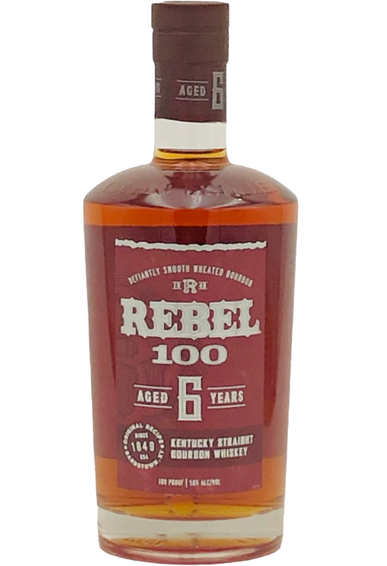 Rebel Yell Bourbon Kentucky 100 Proof 6 Year Old 750ml bottle, showcasing its rich amber color and classic label design, perfect for bourbon enthusiasts and collectors