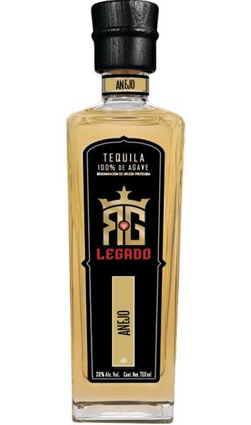 RG Legado Tequila Añejo 750ml bottle, showcasing premium aged agave tequila with rich caramel, vanilla, and oak flavors.