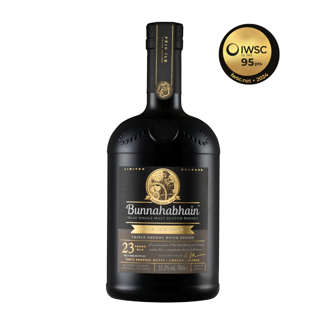 BUNNAHABHAIN SCOTCH SINGLE MALT TRIPLE SHERRY CASK FEIS ILE 2024 23YR 700ML