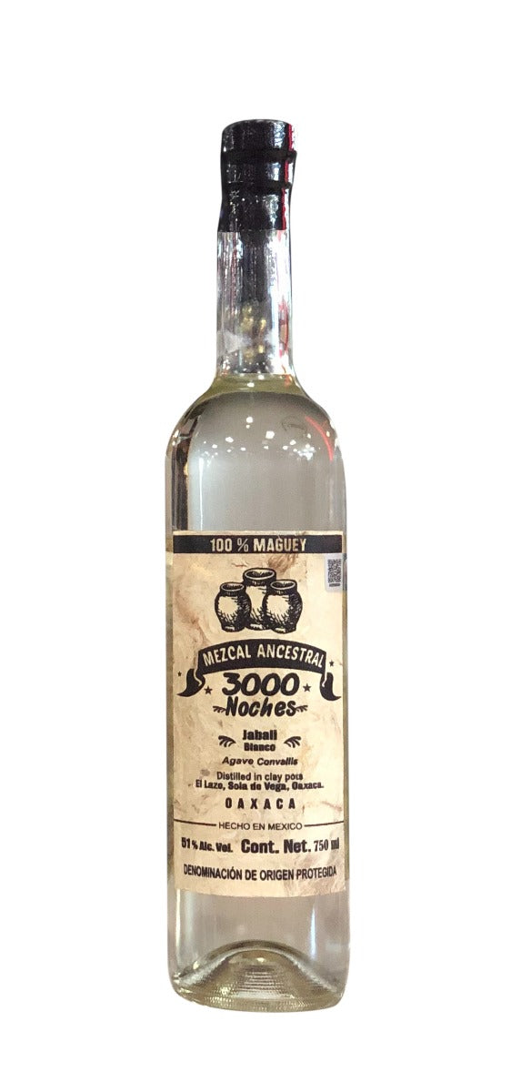 3000 NOCHES MEZCAL ANCESTRAL JABALI BLANCO OAXACA 750ML