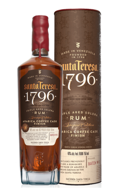 SANTA TERESA 1796 RUM TRIPLE AGED SOLERA ARABICA COFFEE CASK FINISH VENEZULA 750ML