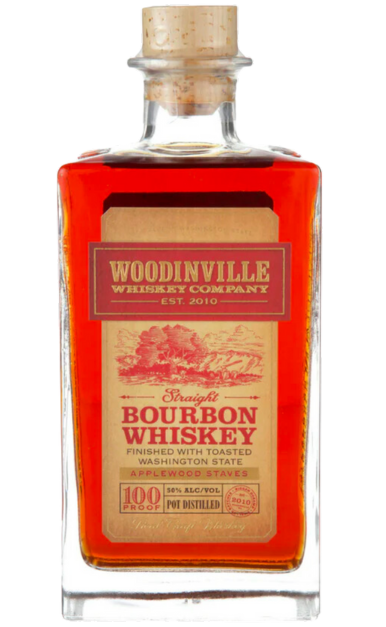 WOODINVILLE BOURBON WHISKEY FINISHED WITH TOASTED APPLEWOOD STAVES 100PF WASHINGTON 750ML