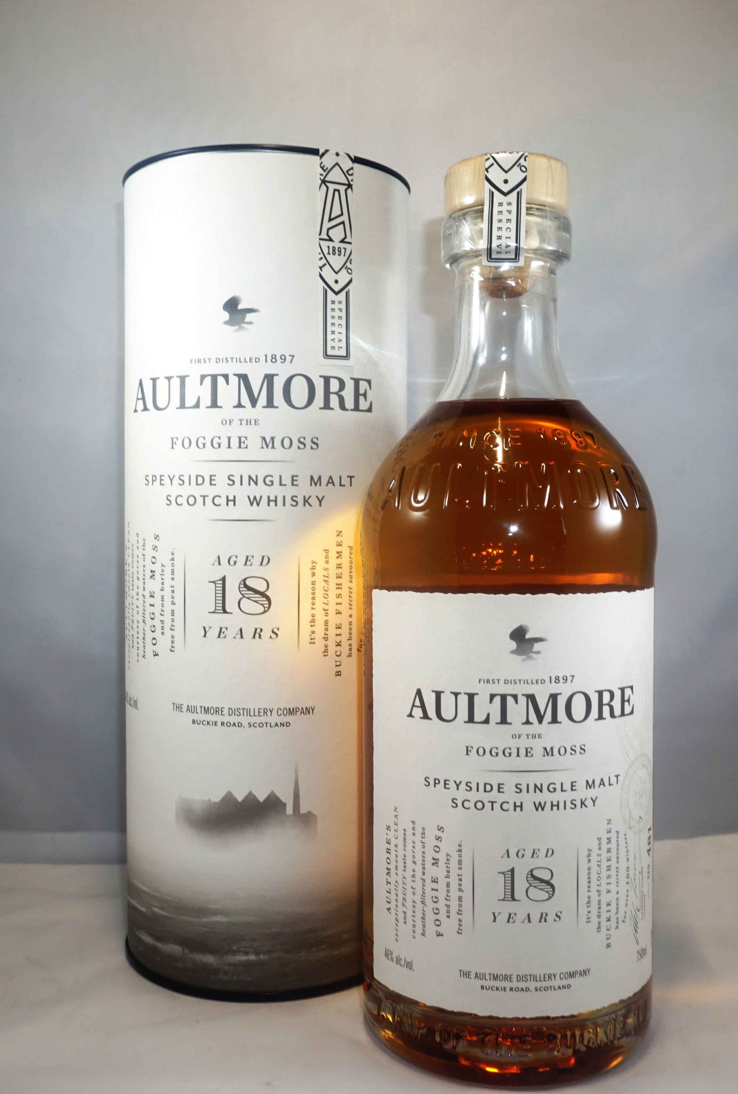 AULTMORE OF THE FOGGIE MOSS SCOTCH SINGLE MALT SPEYSIDE 92PF 18YR 750ML