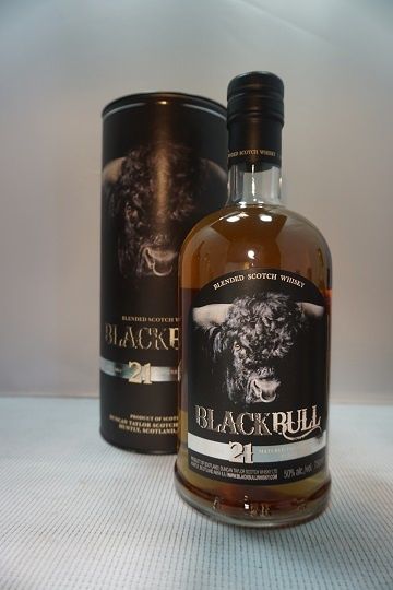 BLACK BULL SCOTCH BLENDED BY DUNCAN TAYLOR IN OAK CASK 100PF 21YR 750ML