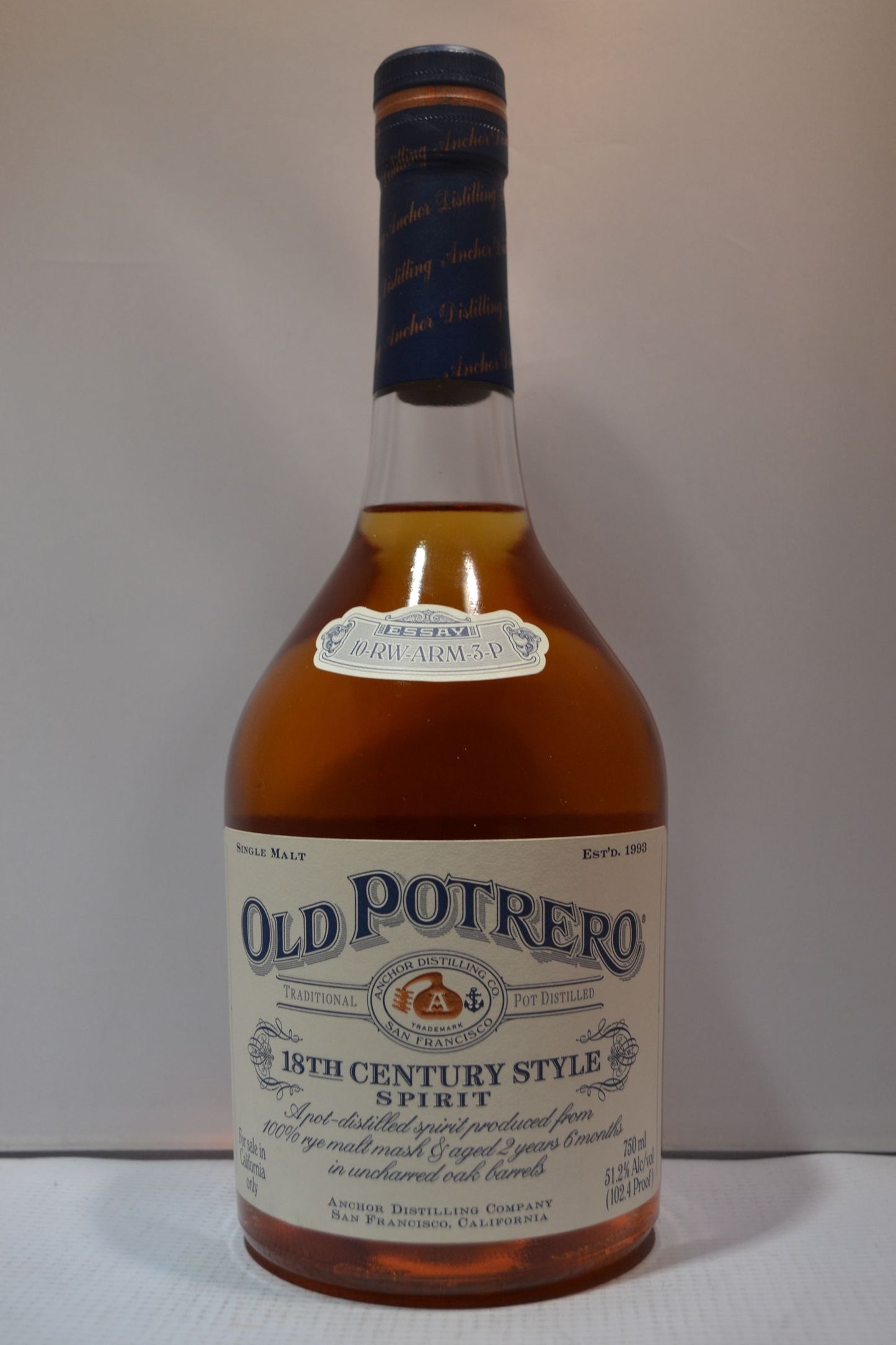 OLD POTRERO WHISKEY SPIRIT 18TH CENTURY STILE POT SAN FRANCISCO 102.4PF 750ML - Remedy Liquor