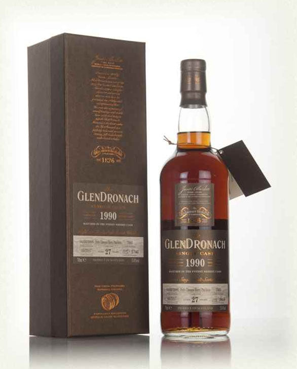 GLENDRONACH SCOTCH SINGLE MALT SINGLE CASK 1990 DISTILLED SHERRY CASK 105.8PF 27YR 750ML